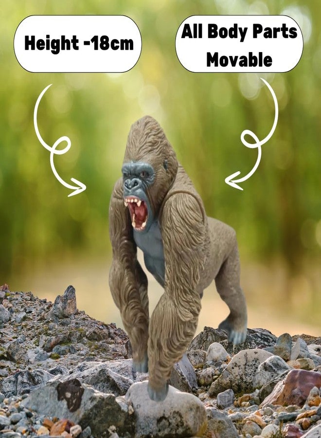 FUNFOB Gorilla Kong Action Figure Toy King Ape Action Figure Height- 18cm PVC Plastic Material | Gorilla Brown - Image 2